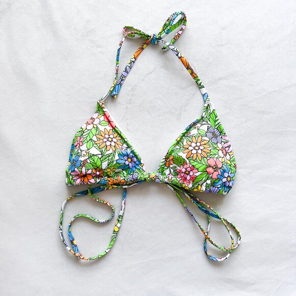 Wild Fable Colorful Floral Triangle Bikini Top - Picture 1 of 3